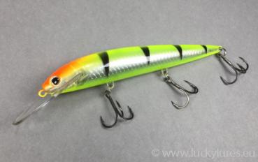 KARIKKO RÄMINÄ Wobbler 12 cm, Farbe: Yellow Ghost 012, schwimmend mit Rasselkugel, von Suomen Uistin The Finnish Lure Company (Jarmo Rapala)